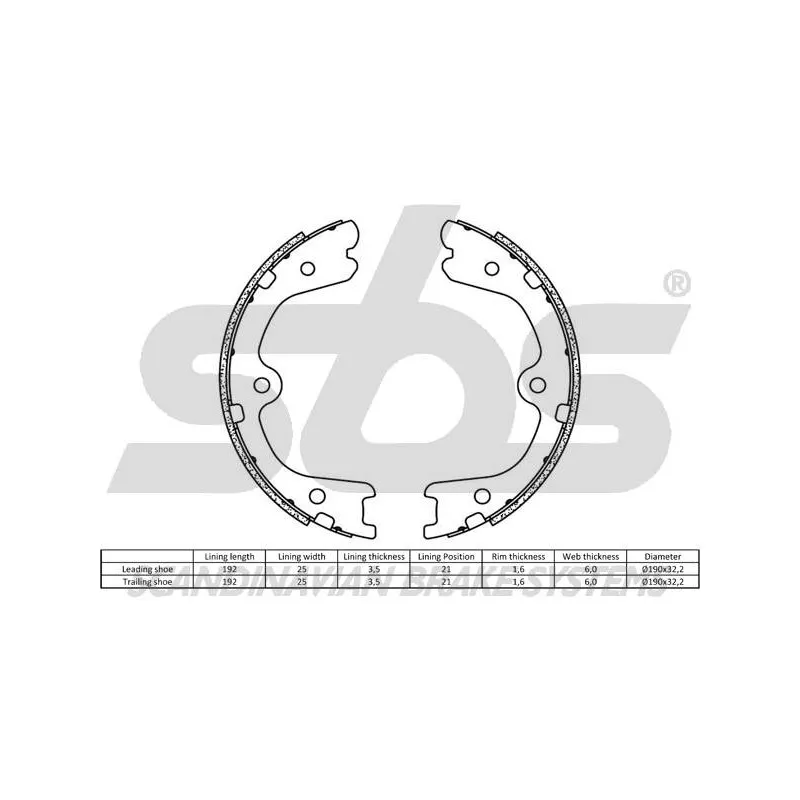 Jeu de mâchoires de frein SBS 18492722798 - Visuel 1