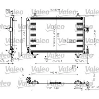 Condenseur, climatisation VALEO 817464 pour CITROEN C5 2.0 HDI - 109cv