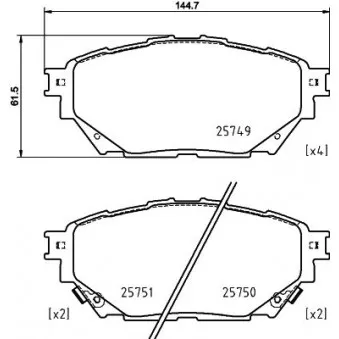 Jeu de 4 plaquettes de frein avant HELLA OEM mk585739