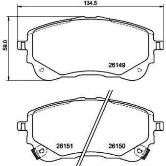 Jeu de 4 plaquettes de frein avant HELLA OEM t044650247