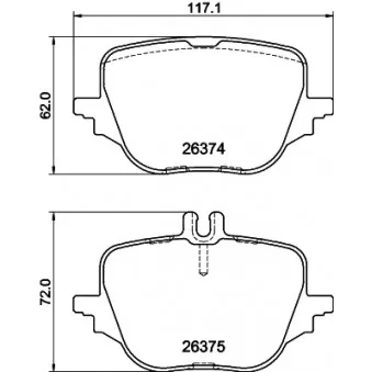 Jeu de 4 plaquettes de frein arrière HELLA OEM A0004209305