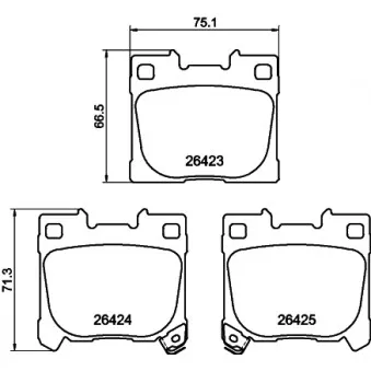 Jeu de 4 plaquettes de frein arrière HELLA 8DB 355 041-081 pour TOYOTA YARIS 1.6 GR 4WD - 261cv