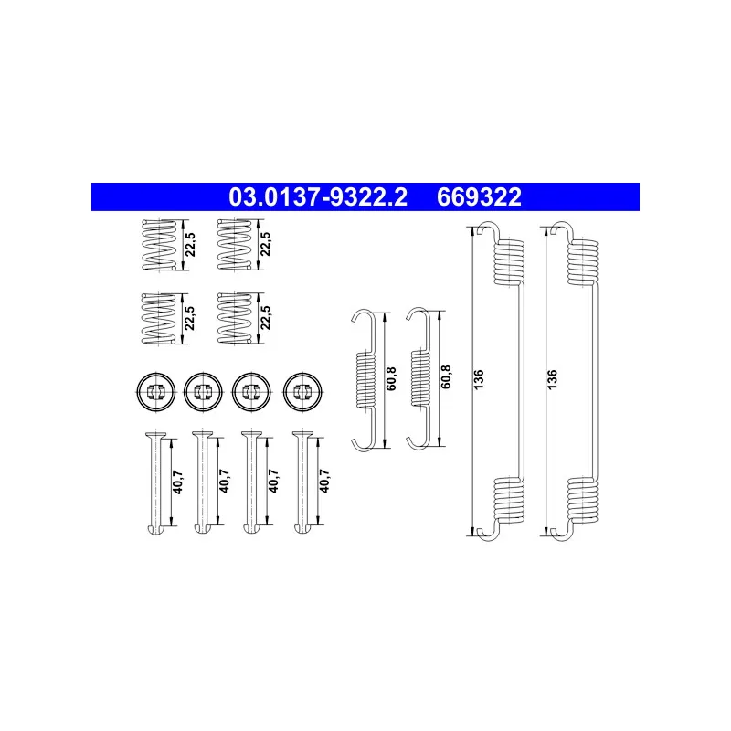 Kit d'accessoires, mâchoire de frein ATE 03.0137-9322.2 - Visuel 1