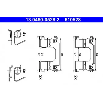 Kit d'accessoires, plaquette de frein à disque ATE OEM D10804BA0A