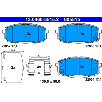 Jeu de 4 plaquettes de frein avant ATE OEM 58101J9A50