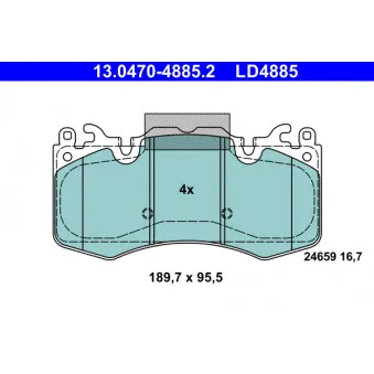 Jeu de 4 plaquettes de frein avant ATE OEM LR064181
