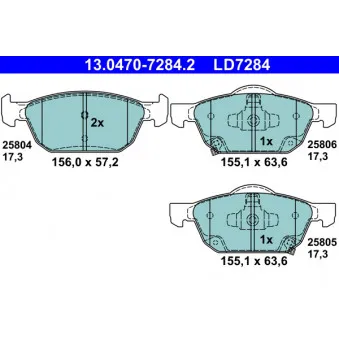 Jeu de 4 plaquettes de frein avant ATE OEM 45022TV0E02
