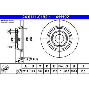 Jeu de 2 disques de frein arrière ATE 24.0111-0192.1 pour FORD FOCUS 1.5 Ti-VCT - 122cv