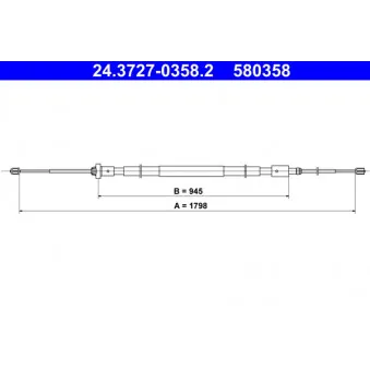 Tirette à câble, frein de stationnement ATE OEM 9819658880