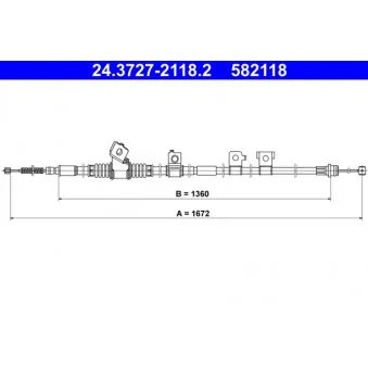 Tirette à câble, frein de stationnement ATE 24.3727-2118.2