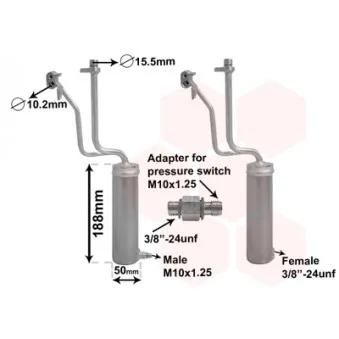 Filtre déshydratant, climatisation VAN WEZEL 1301D284