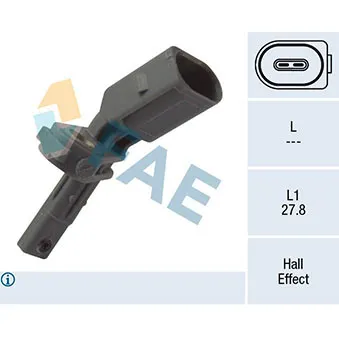 Capteur, vitesse de roue FAE 78141