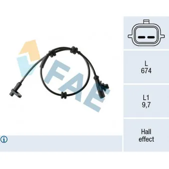 Capteur, vitesse de roue FAE 78454 pour FORD FIESTA 1.0 EcoBoost - 100cv