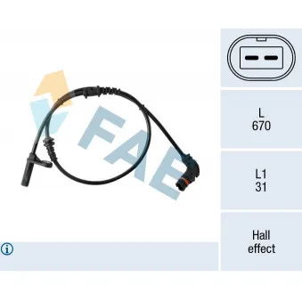 Capteur, vitesse de roue FAE 78467 pour MERCEDES-BENZ CLASSE C C 180 - 156cv