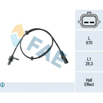 Capteur, vitesse de roue arrière gauche FAE OEM 479001852R