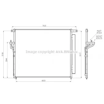 Condenseur, climatisation AVA QUALITY COOLING OEM AB3919710AB