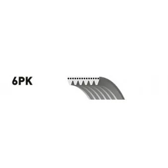 GATES 6PK2040ES - Courroie trapézoïdale à nervures
