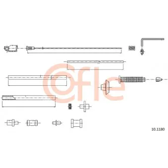 Câble d'accélération COFLE 92.10.1180 pour PEUGEOT EXPERT 1.9 TD - 92cv