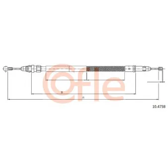 Tirette à câble, frein de stationnement COFLE 92.10.4738 pour CITROEN JUMPY 2.0 HDI 165 - 163cv