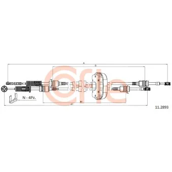 Tirette à câble, boîte de vitesse manuelle COFLE 92.11.2893 pour PORSCHE 911 2.0 16V - 117cv