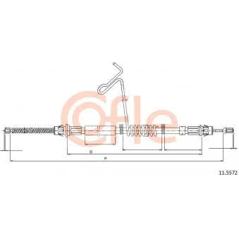 Tirette à câble, frein de stationnement COFLE 92.11.5572 pour FORD TRANSIT 2.4 DI - 90cv