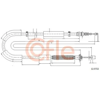 Tirette à câble, frein de stationnement COFLE 92.12.0722 pour FIAT BRAVO 1.9 D Multijet - 90cv