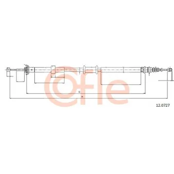 Tirette à câble, frein de stationnement COFLE 92.12.0727 pour FIAT 500 1.4 - 100cv