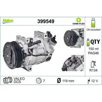 Compresseur, climatisation VALEO 399549 pour RENAULT LAGUNA 2.0 16V Turbo - 170cv