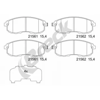 Jeu de 4 plaquettes de frein avant BRECK OEM 4106M2Y9XO