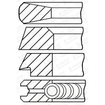 Jeu de segments de pistons GOETZE ENGINE 08-172511-00 pour DEUTZ-FAHR D06 D9006 - 92cv