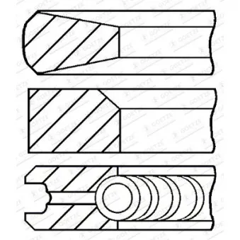 Jeu de segments de pistons GOETZE ENGINE 08-346500-10 pour MAN F90 S 130,07 - 130cv