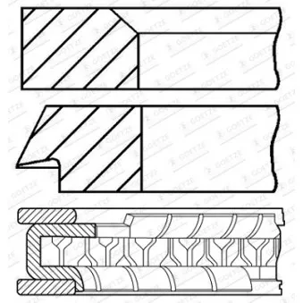Jeu de segments de pistons GOETZE ENGINE [08-349300-00]