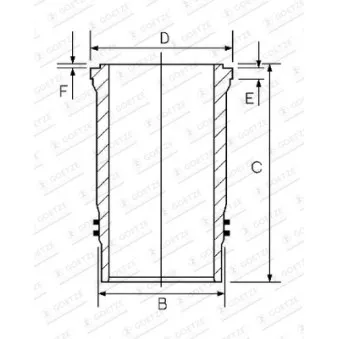 Chemise de cylindre GOETZE ENGINE 15-458190-00 pour SCANIA 2 - series 112 M/305 - 305cv