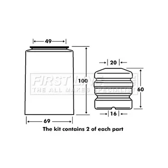 FIRST LINE FPK7024 - Kit de protection contre la poussière, amortisseur