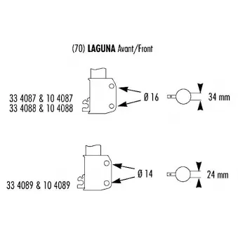 Jeu de 2 amortisseurs avant RECORD FRANCE 104088 pour RENAULT LAGUNA 1.8 16V - 120cv