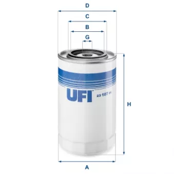 Filtre à huile UFI 23.107.01 pour IVECO ZETA 50-8 H - 86cv