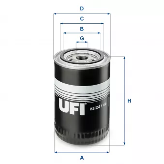 Filtre à huile UFI 23.241.00 pour RENAULT TRUCKS MIDLINER S 110,08/A - 103cv