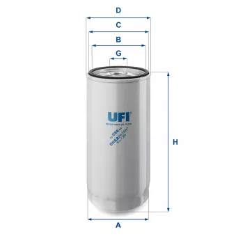 Filtre à huile UFI 23.288.00 pour IRISBUS CREALIS 12, 12 NEO - 245cv