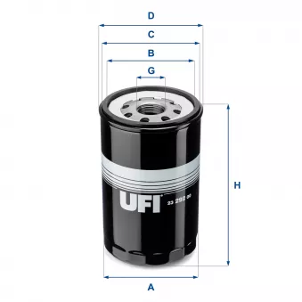 Filtre à huile UFI 23.292.00 pour MAN M90 14,162 FS,14,162 FLS - 160cv