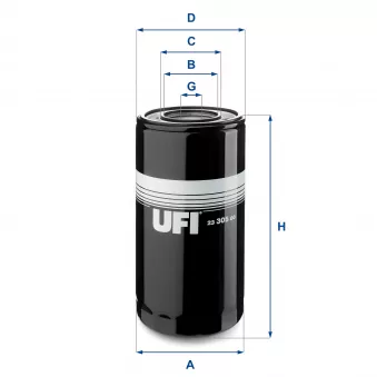 Filtre à huile UFI 23.305.00 pour IVECO EUROCARGO 170 E 23 K,180 E 23 K - 227cv