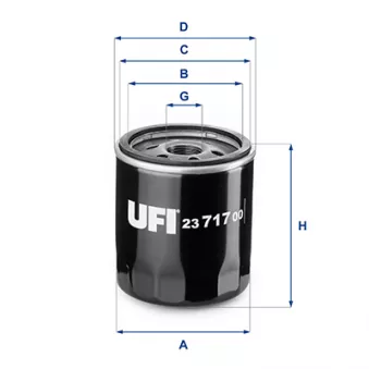 Filtre à huile UFI 23.717.00 pour VOLKSWAGEN POLO 1.4 TDI - 90cv