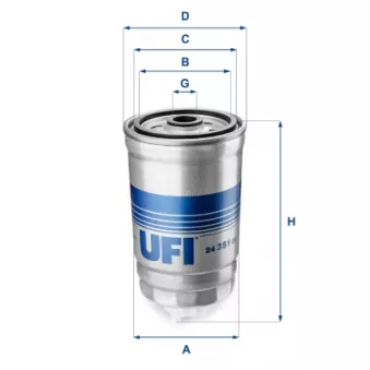 Filtre à carburant UFI 24.351.01 pour CASE IH CS 63 - 63cv