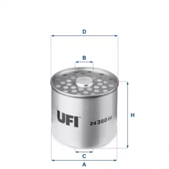 Filtre à carburant UFI 24.360.00 pour RENAULT TRUCKS MIDLINER S 110,08/A - 103cv