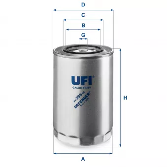 Filtre à carburant UFI 24.395.00 pour IVECO TRAKKER AD 340T44, AT 340T44 - 440cv