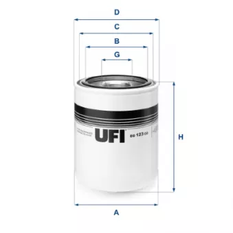 Filtre, système hydraulique de travail UFI 80.123.00 pour CASE IH JX-SERIES JX 70 - 69cv