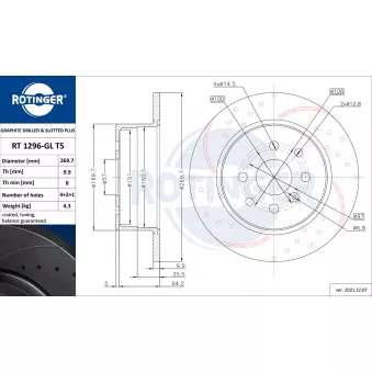 Jeu de 2 disques de frein arrière ROTINGER OEM 0569117