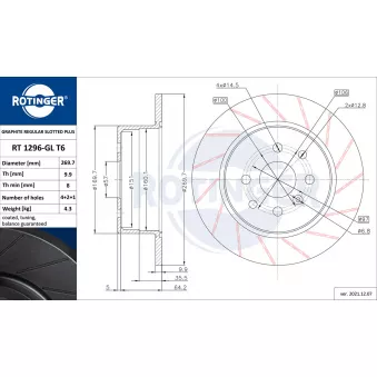 Jeu de 2 disques de frein arrière ROTINGER OEM 0569117