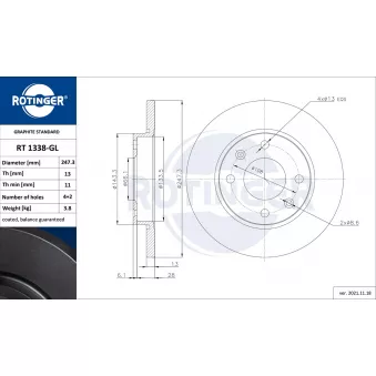 Jeu de 2 disques de frein avant ROTINGER OEM 4249A5