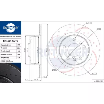 Jeu de 2 disques de frein arrière ROTINGER OEM 34214031725