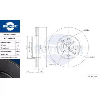 Jeu de 2 disques de frein avant ROTINGER OEM 45251SB2980